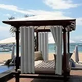 ele ELEOPTION Outdoor Vorhang Wetterfest, Outdoor Vorhänge mit Ösen Blickdicht Vorhang Sichtschutz und Sonnenschutz, Outdoor Gardinen für Terrasse Balkon Garten Hof(1 Stücke/ 132 X 240cm)