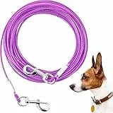Mi Metty Tie-Out Leinen für Hunde,3/6/9/15m Kausichere Hundeleinen,Tie Out Cables Hofleine Für mittlere bis große Hunde (Purpur, 10ft(3M))