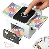 Buldoospok Wiederaufladbar Automatischer Kartenmischer 1-2 Deck, Geräuscharm Elektrische Mischmaschine Karten, Tragbar Schneller Mischer, Auto Spielkartenmischer für UNO Romme Phase 10 (Weiß)