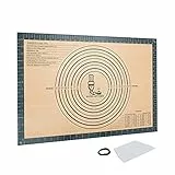 SUPER KITCHEN Extra Dick Rutschfeste Backunterlage Antihafte Backmatte Silikon Groß Teigunterlage Ausrollmatte XL Silikonmatte Dauerbackfolie Teigmatte mit Teigschneider, Fondant Pizza Matte 60 x 40cm