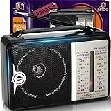 Retoo Radio Tragbares, Retro Radio, Vintage Radio, Hohe Lautstärke, traditionelles Radio mit 3 Frequenzen AM/FM/SW, FM 64–108 MHz, Mittlere Größe 155 x 55 x 100 mm mit AA-Batterie