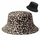 COMOOKA Fischerhut Leopardenmuster Doppelseitig Fischerhut Damen Herren Anglerhut Sommerhut Sommer Fischermütze Hut Geschenke für Frauen Mädchen Urlaub Wandern Camping