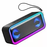 IKT Bluetooth Lautsprecher mit Licht, Musikbox Bluetooth 5.4, 30W Stereo Bass Boost, IPX7 Wasserdicht, 7 RGB Lichtmodi, 30h Spielzeit, Party-Lautsprecher für Innen & Outdoor, TWS, AUX, TF-Karte