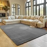 SIMPEX Teppich Grau 240x340 cm Waschbarer Kurzflor Teppich, rutschfest & weich, modernes einfarbiges Design für Wohnzimmer, Schlafzimmer, Küche & Kinderzimmer.