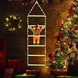 iShabao 1M Leiter Lichterkette mit Weihnachtsmann - 132 LED Weihnachtsbeleuchtung Strombetrieben mit Timer, Speicherfunktion, 8 Modi, für Innen Außen Weihnachtsbaum Weihnachten Deko (Warmweiß)
