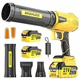Akku-Laubbläser, Bürstenloser Motor mit 2 x Akkus,Leaf Blower Max 900000RPM, Luftmenge 800m³/h,3 DüSen, 1,82 Lbs Leicht – Ideal FüR Laub/Schnee/Staub/Kohlenstoff/SäGemehl