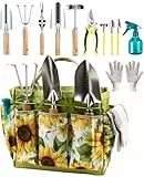 MOSFiATA Gartenwerkzeug Set 12-teilig Schwerlast Edelstahl Gartenarbeit Kit mit antischlipsigen Holzgriffen und wasserdichte Transportbeutel