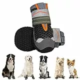 Eyein Hundeschuhe Pfotenschutz, 2 Stück atmungsaktiv Hundeschuhe mit Rutschfester Sohle und reflektierendem Klettverschluss für kleine, mittlere und große Hunde, Sport im Freien, Schwarz, Größe 8