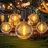 BokiHuk Lichterkette Außen Strom, 30M 50+2 G40 Glühbirne LED Lichterkette, Wasserdichte Lichterkette outdoor Verlängerbar für Party, Garten, Terrasse, Hochzeiten, Zimmer