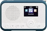SANGEAN WFR-39 – Kompaktes, portables Internet-Radio mit WiFi, Musik-Streaming, DAB+/FM - Einfache Bedienung via Control-App, Weiß-Blau