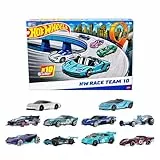 Hot Wheels Spielzeugautos, 10er-Pack mit Rennautos, enthält Corvette, Lamborghini, McLaren und Hot Wheels Originals im Maßstab 1:64, HYM96 (Verpackung kann variieren)