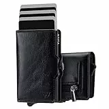VpiuV® Kreditkartenetui - Slim Wallet für Damen und Herren abgeschirmt, Dunkelschwarz, 10.2X6.5X2, Klassisch