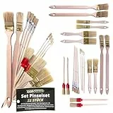 ToolSpace 22er Set Pinselset 4X Heizkörperpinsel, 14x Flachpinsel, 4X Rundpinsel, Ringpinsel, Flachpinsel Naturborsten Lasurpinsel Lackpinsel Rundpinselset, Malerpinsel Einwegpinsel Pinselsortiment