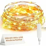 Anpro USB Lichterkette, 10M 100 LED Lichterkette mit USB Aufladbare Batterie, 8 Modi IP44 Wasserdicht für Weihnachten Zimmer Party Hochzeit Garten Deko, Warmweiß