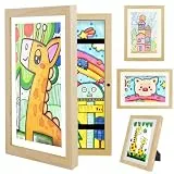 Hipsignal Kinder Bilderrahmen, 1 Stück A4 Befüllba Bilderrahmen für Kinder mit Frontöffnung und Halterung zum Aufhängen oder Aufstellen von Kinderzeichnungen, Kunstprojekten (Holz)