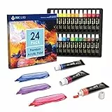 INK LAB Acrylfarben Set 24 x 12 ml, Kompakte Acrylfarbe, Wasserdichte lichtbeständige acrylic paints, Schnelltrocknend mit hoher Pigmentierung für Papier, Leinwand, Ideal für Anfänger und Profis