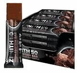IronMaxx Zenith 50 High Protein Bar - Brownie Chocolate Crisp - 16x45g | Eiweißriegel mit 50% Protein | Low Sugar Snack mit cremiger Umhüllung | High Proteinriegel für Muskelaufbau, Diät & Fitness