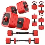 JOROTO 10KG verstellbares Hantelset 4-in-1-Kurzhanteln, Langhantel, Kettlebell & Liegestützgriffe mit Eisensand, rutschfester Griff, platzsparend für Heimfitness, Krafttraining & Fitness
