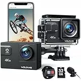 WOLFANG Action Cam,WiFi 4K 60 FPS Neue GA300 Actionkamera,8xZoom 24MP,Unterwasserkamera 40 Meter mi,Dual-Mikrofonen,170° Weitwinkel Verbesserter,EIS 2.4 G Fernbedienung,2 x 1350 mAh Akkus,Touchscreen