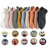 Lustige Bunt Sneaker Baumwolle Socken Damen 39-42 Herren Kurze Socken Cartoon Gute Laune Socks 10 Paare