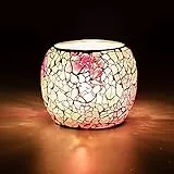 Larcenciel Teelichthalter Rosa, Mosaik Kerzenständer Glas Kerzenhalter für Tischdeko und Hausdekoration, Handgemachte Teelichtgläser Windlichter für Hochzeiten, Partys, Geburtstage, Weihnachten