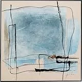 Kare Design Bild mit Rahmen Dust Blau, Massivholz Rahmen, handgemalte Details, Acrylfarbe, Abstrakt, Modern, Wohnzimmer, Schlafzimmer, Flur, Wanddeko, Gemälde, 100x100x2,8cm