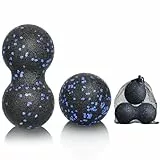 LOPHE Faszienball Set, 2 Stück Massageball set, Erdnuss Faszien Ball für Muskelschmerzen Verspannungen Osteopressur Massager Faszientraining(Schwarzer + Blauer Punkt)