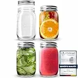 volila Mason Jar mit Deckeln - 490 ml Mehrzweck-Einmachgläser für Overnight Oats, Einlegen, Einmachen, Konservieren und Mahlzeitenvorbereitung - Luftdichte Einweckgläser (4er Pack - Normaler Deckel)