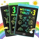 LEYAOYAO LCD-Schreibtablett, 21,6 cm (8,5 Zoll), buntes Display, Zeichenbrett, Lernspielzeug, Geschenk für Kinder von 3–6 Jahren, Mädchen, Jungen, 3 Stück (Schwarz + Grün + Blau)