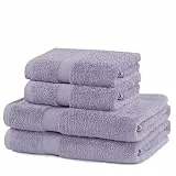 DecoKing 4er Set Baumwolle Qualität 525g/m² 2 Handtücher 50x100 cm und 2 Badetücher 70x140 cm lila saugfähig Marina
