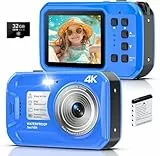 Unterwasserkamera, Yixinxin Digitalkamera wasserdichte 4K 64MP 16FT Autofokus wasserdichte Kamera zum Schnorcheln, IPS HD Bildschirm 16X Digitalzoom und 32GB Karte