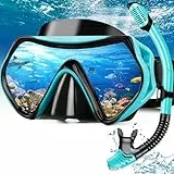 Hydomi Schnorchelset Erwachsene Anti-Fog Taucherbrille mit 180° Panorama Sichtfeld, Dry Top Schnorchel 3-Kanal System, Auslaufsichere Tauchmaske aus gehärtetem Glas für Tauchen Schwimmen