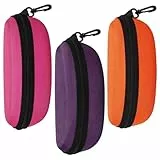 gogocow 3 Stück Brillenetui Hartschalen Sonnenbrillenetui mit Reißverschluss Kunststoffhaken Brillen Case für Sonnenbrillen und Lesebrillen (Orange Rose Lila)