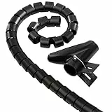 Hama Kabelschlauch mit Einziehhilfe (Flexibler Kabelkanal für Kabelmanagement und Kabelschutz, Kabelspirale für Flexible Bündelweite, Kunststoff, Ø 30 mm, 1,5m) schwarz
