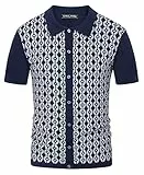 PJ PAUL JONES Poloshirt Herren Kurzarm Polohemd Kontrast Regular Fit Strick Golfshirt (Dunkelblau, XL)