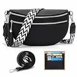 LANXINGLUO bauchtasche damen schwarz umhängetasche damen mittelgroß crossbody bag Mit Kreditkartenfach und 2 Schultergurten bags for women