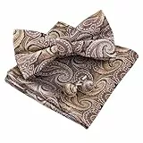 Alizeal Set mit Fliege, Einstecktuch und Manschettenknöpfen für Herren, Paisleymuster, 013-Braun, Einheitsgröße