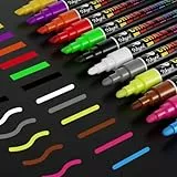 WISYOK 12 Kreidestifte, Whiteboard Marker Neon, Kreidemarker 6mm Doppelspitze, Abwischbare Stifte, Fensterkreide Stifte, Tafelstifte, Glasstift, Chalk Marker Bunt für Erwachsene & Kinder
