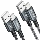 USB C Kabel, [2 Stück 2M] Nylon Fast Charge Schnellladekabel Typ C Ladekabel für Samsung Galaxy S22 S21 S20 S10 A13 A14 A21 A40 A53 A54, Google Pixel, Motorolo, Nokia, Xiaomi Redmi
