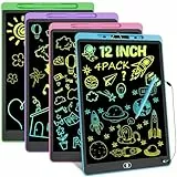 Electight LCD Schreibtafel 12 Zoll, 4 Pack Bunt Elektronische Maltafel mit Löschfunktion und Stift, Tragbar Maltablett, Kinderspielzeug, Geschenk für 3 4 5 6 7 Jahre Mädchen & Jungen