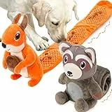 LECHONG 2Pack Interaktives Hundespielzeug Quietschend, Intelligenzspielzeug für Futtersuche & Tauziehen, Stressabbau Langeweile mit Knisterschwanz & Leckerli-Taschen für Kleine/Mittelgroße/Große Hunde