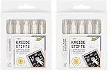 folia 370500 - Kreidestifte Set, 5 Kreidemarker in Weiß, zum Malen auf Tafel, Glas, Papier und anderen glatten Oberflächen (Packung mit 2)