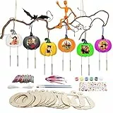 WEDNOK 12 Stück Kürbis Bilderrahmen Windspiel Bastelset Herbst Basteln Kinder Holz Herbst Bastelhandwerk zum Bemalen Pumpkin Kreativsets für Mädchen Junge Herbstszeit Halloween