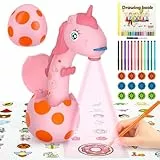 Zeichenprojektor für Kinder, Einhorn-Muster Projektor Verfolgen und Zeichnen Toy, MOMSIV Zeichenbrett Zeichenspielset Spielzeug mit 96 farbenfrohen Mustern für Jungen und Mädchen Geschenke, Rosa