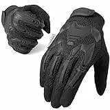 WTACTFUL Taktische Handschuhe,Tatical Gloves,Motorrad Handschuhe,Herren Touchscreen Motorradhandschuhe für Mountainbike, Motorcross,Klettern,Security,Wandern,Motorrad,Jagd Schwarz L