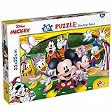 Liscianigiochi - Disney Mickey - Puzzle 24 Teile - Für Kinder Ab 3 Jahren - Doppel-Seiten-Puzzle mit Malrückseite - 25x35 cm - Fördert Denken und Geschicklichkeit - Hergestellt in Italien