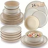 SÄNGER Rio Creme | Tafelservice 24 teilig, Steingut Geschirr Set 6 Personen, 6x Teller 6x Frühstücksteller 6x Tiefe Teller 6x Pastaschalen Geschirrset und Schale, creme | VALUE COLLECTION