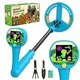 GreenRex Metalldetektor Kinder, Für Kinder von 3–12 Jahren, 6CM HD LCD Display, Ton & Lichtsignale, 59–82CM höhenverstellbar, 10CM Präzision, 470g leicht, lehrreiches Outdoor-Set,Blau