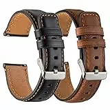 Kompatibel für Samsung Galaxy Watch 3 45mm Bands 2 Pack, für Galaxy Watch 46mm band/Gear S3 Frontier Classic armband, Breite 22mm Leder Schnellverschluss Damen Herren Uhrenarmband(Schwarz+Braun)