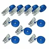 Amazon Basics Spanngurte mit Ratschenschloss, 6 m lang, 25 mm breit, Belastbarkeit 800 kg, entspricht DIN EN 12195-2, 10 Stück, Blau